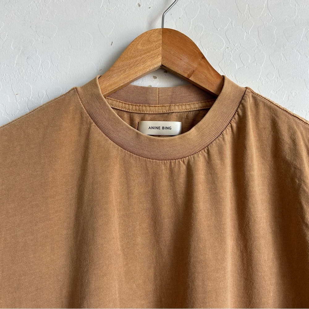 Anine Bing Hudson T-Shirt Tee Small Crewneck Short Sleeve Solid Mustard - Picture 3 of 9